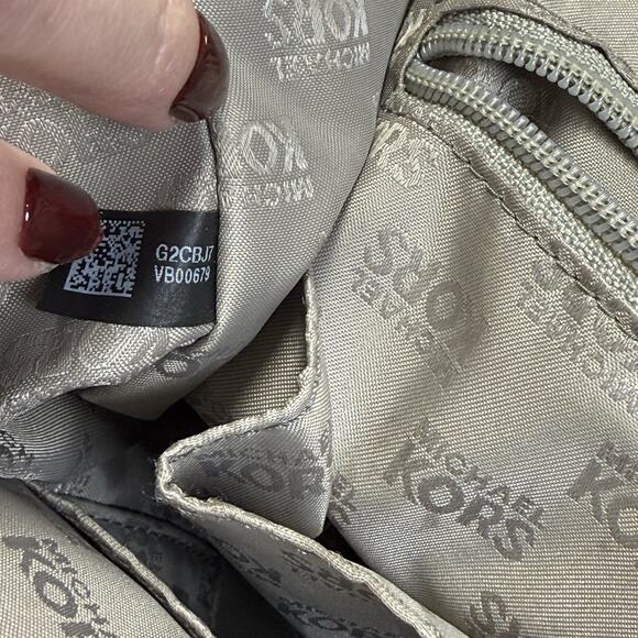 Michael Kors Jet Set Grab Bag Jacquard Signature MK Monogram Canvas Tote Gray - Picture 8 of 11